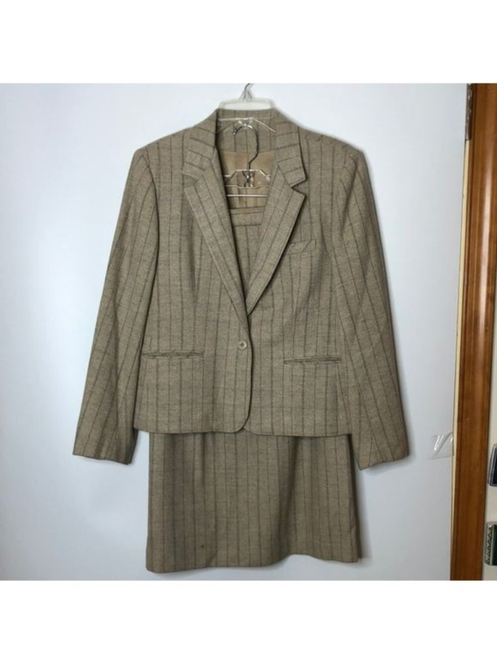 Vintage Edgeworth Clothiers Womens Herringbone Skirt Suit Jacket Set Size 10